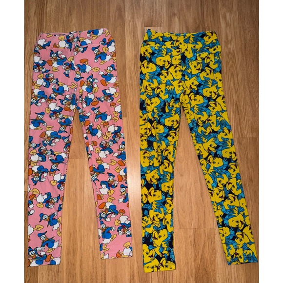 LuLaRoe Other - LuLaRoe Disney Kids Leggings Bundle Flounder Little Mermaid Donald Duck L/XL 2pk